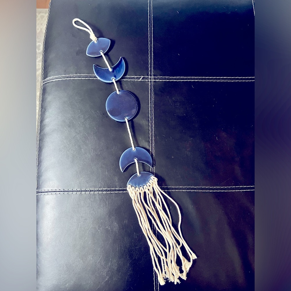 Navy Clay Macrame Hanging Decor